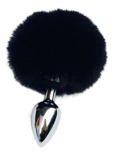 Plug anal pompom talla S negro